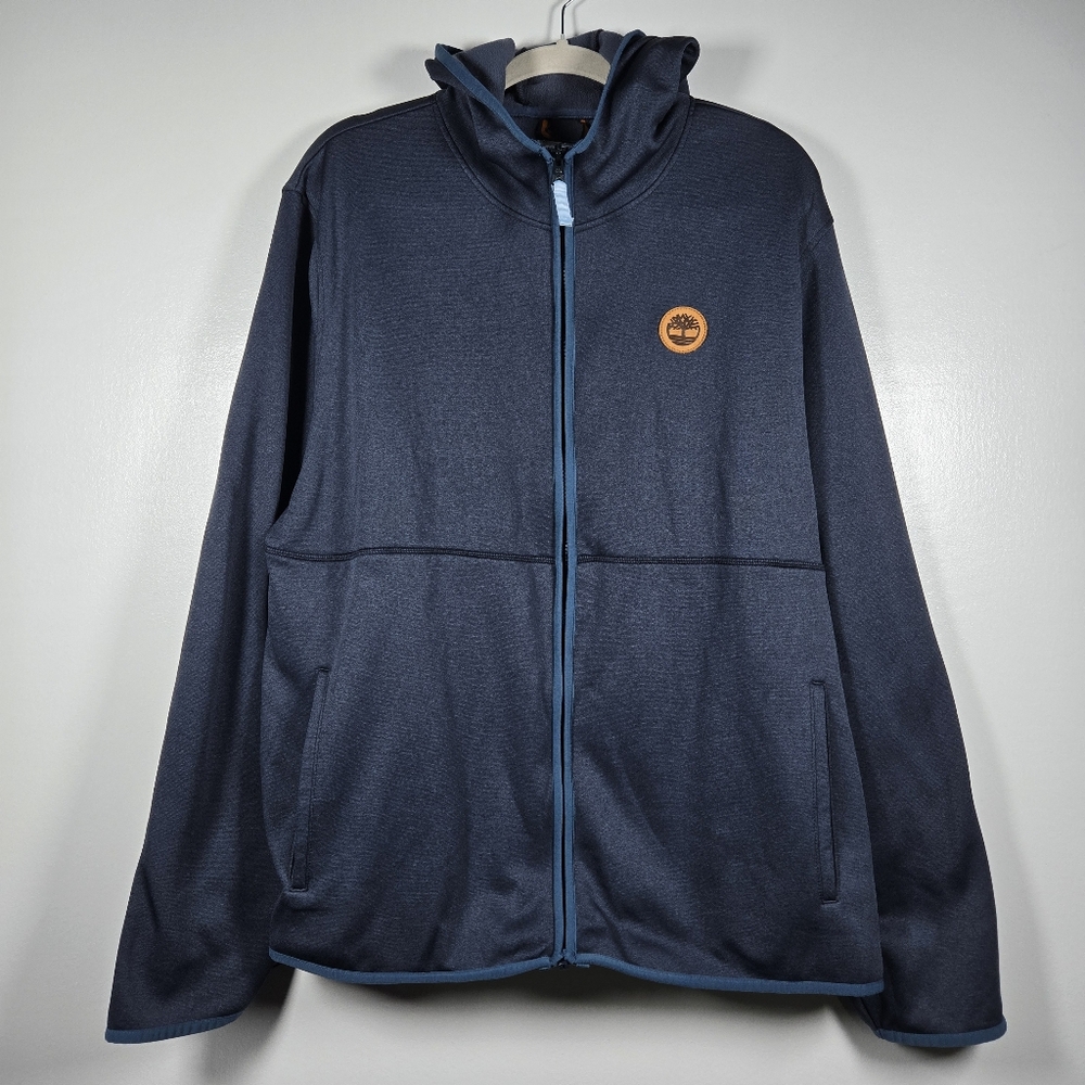Timberland Blue Zip Front Fleece Lined Performance Hoodie Jacket Mens Size XXL